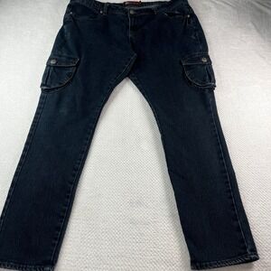 Apple Bottoms Cargo Jeans Dark Wash Y2K Denim Rhinestone Pockets Womens Size 18